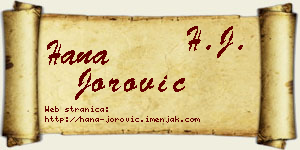 Hana Jorović vizit kartica